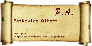 Petkovics Albert névjegykártya